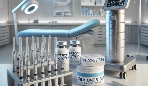 پزشک متخصص پوست در حال درمان جای زخم و اسکار در یک کلینیک مدرن